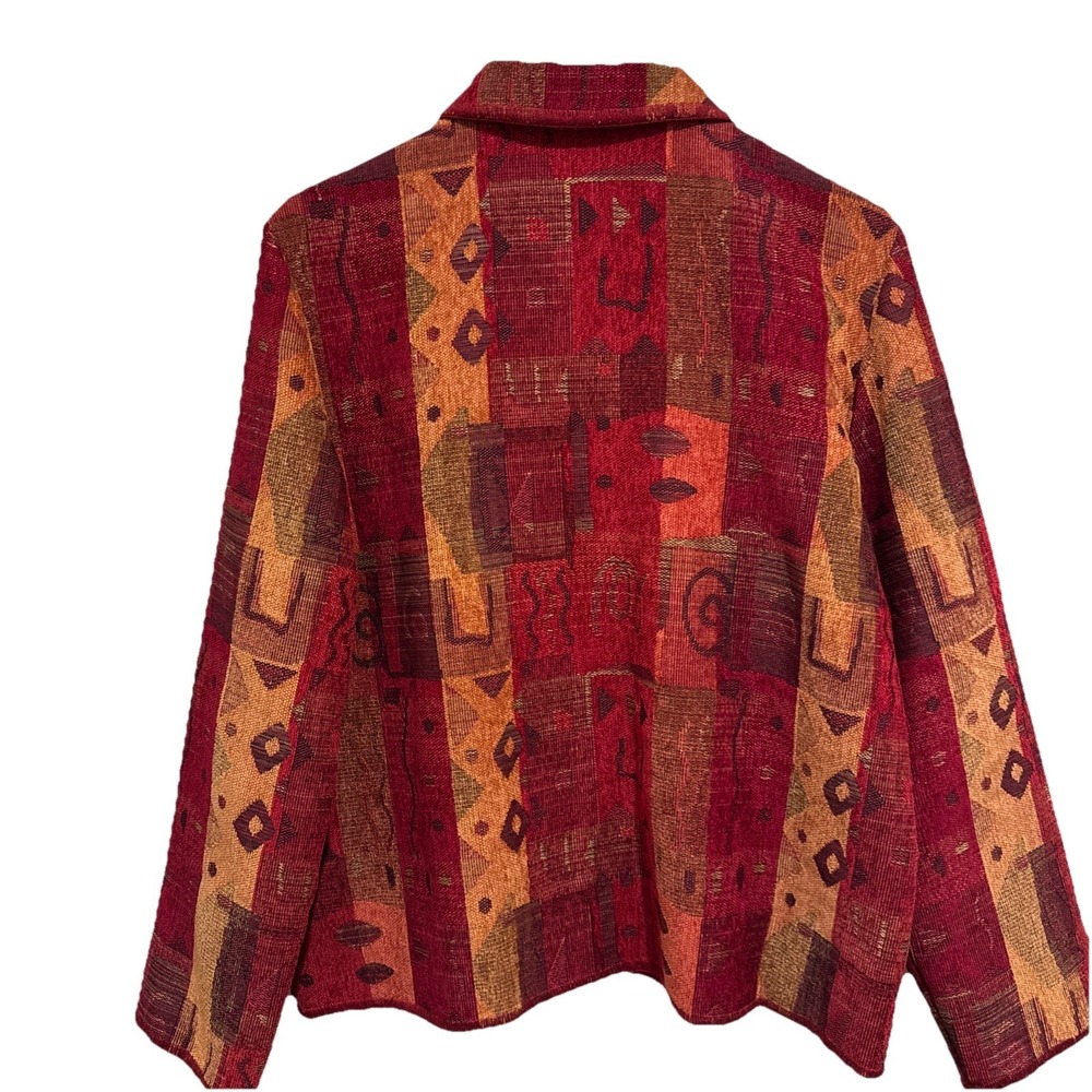 Vtg TravelSmith Jacket Womens Lg BOHO Woven 90s Patchwork Tapestry Colorblock - Picture 5 of 5